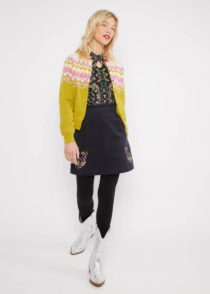 Blutsgeschwister Corduroy Skirt Dreamy Eyes Black Women Skirts