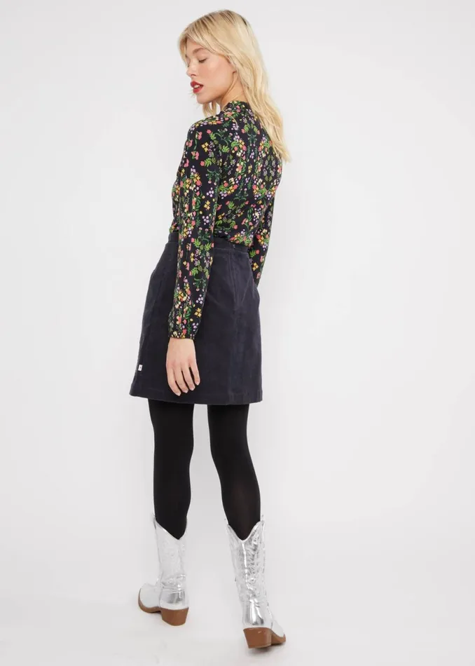 Blutsgeschwister Corduroy Skirt Dreamy Eyes Black Women Skirts