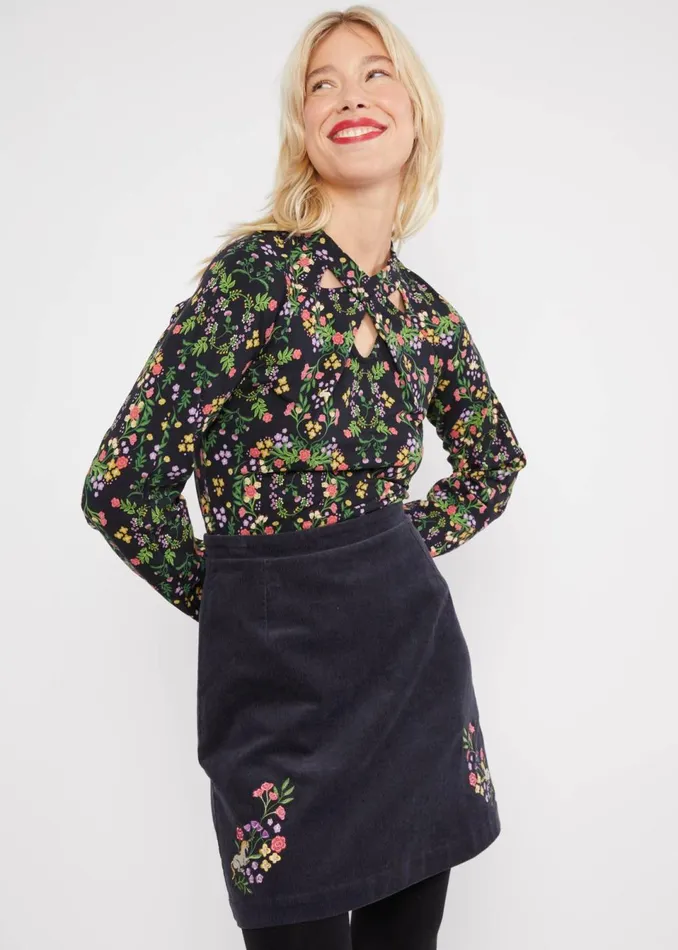 Blutsgeschwister Corduroy Skirt Dreamy Eyes Black Women Skirts