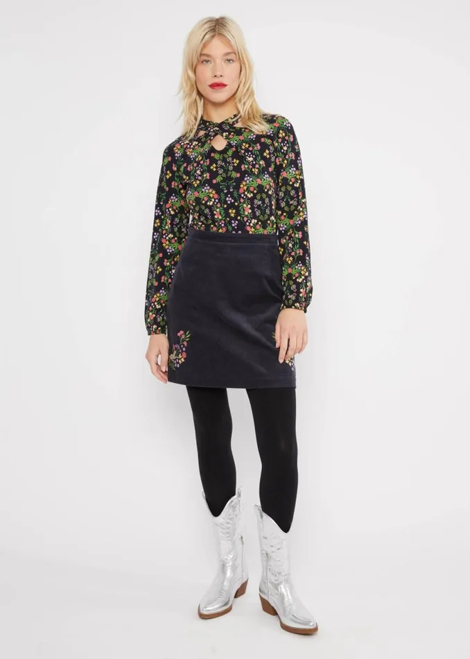 Blutsgeschwister Corduroy Skirt Dreamy Eyes Black Women Skirts