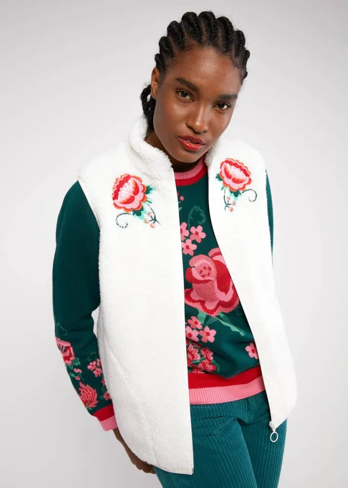 Blutsgeschwister Gilet Smoochy Woods Vest White Women Sweatshirts and Hoodies