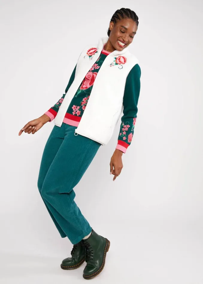 Blutsgeschwister Gilet Smoochy Woods Vest White Women Sweatshirts and Hoodies