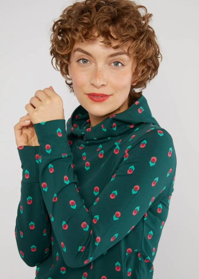 Blutsgeschwister Hoodie Scuba Duba Green Women Sweatshirts and Hoodies
