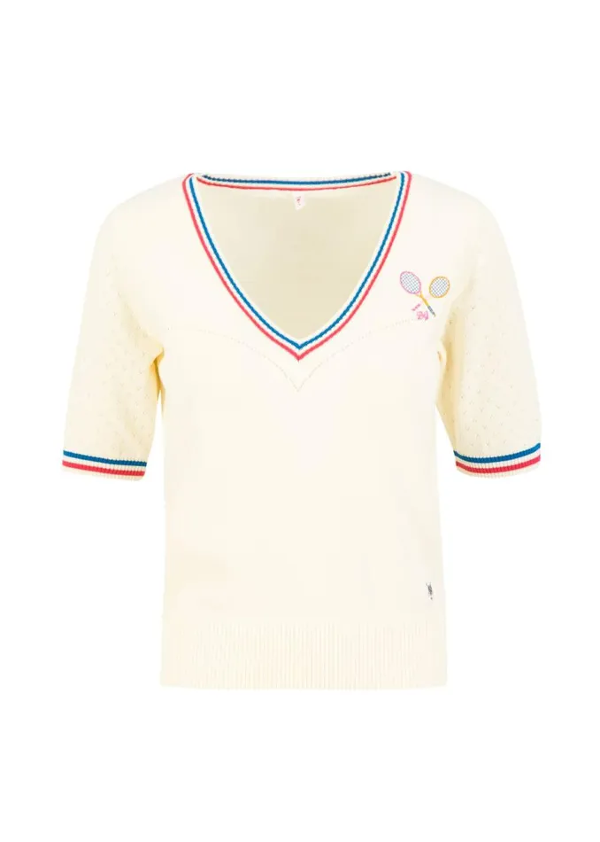 Blutsgeschwister Knitted Jumper Pretty Preppy Special White Women Knitted Jumpers