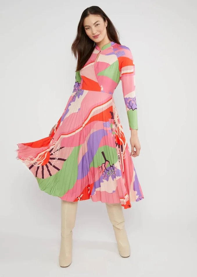 Blutsgeschwister Midi Dress Dazzling Dreamscape Pink Women Dresses
