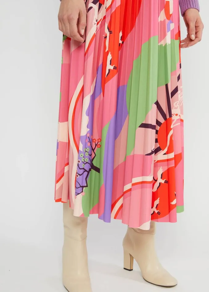 Blutsgeschwister Midi Skirt Sakura Swirls Pink Women Skirts