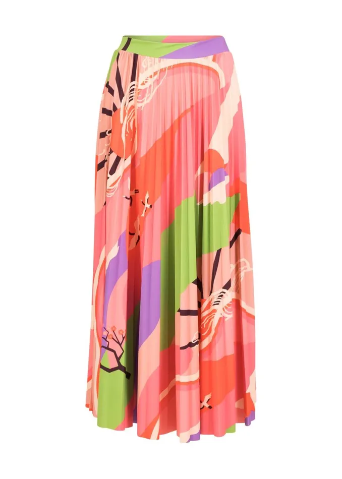 Blutsgeschwister Midi Skirt Sakura Swirls Pink Women Skirts
