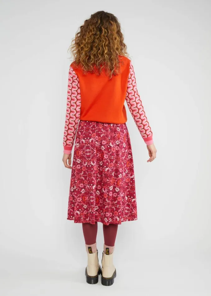 Blutsgeschwister Midi Skirt Swing Around The Clock Red Women Skirts