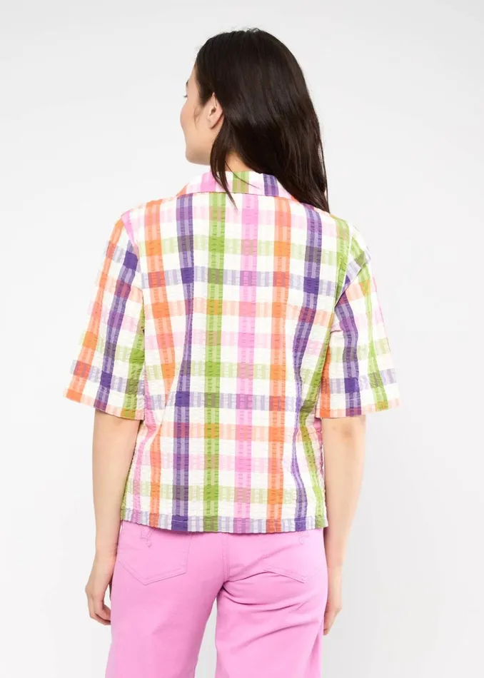 Blutsgeschwister Seersucker Shirt Shimmy Chic Blue Women Blouses and Tunics