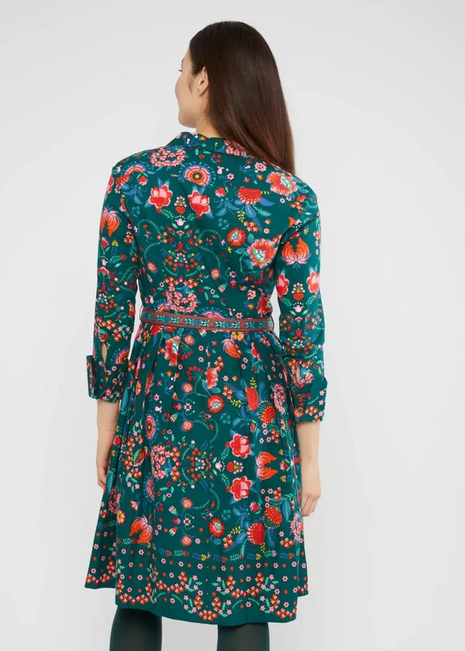 Blutsgeschwister Shirt Dress Zauberknopf Und Kragen Green Women Dresses