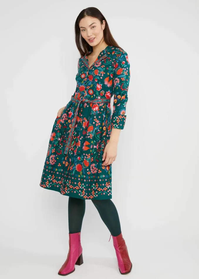 Blutsgeschwister Shirt Dress Zauberknopf Und Kragen Green Women Dresses