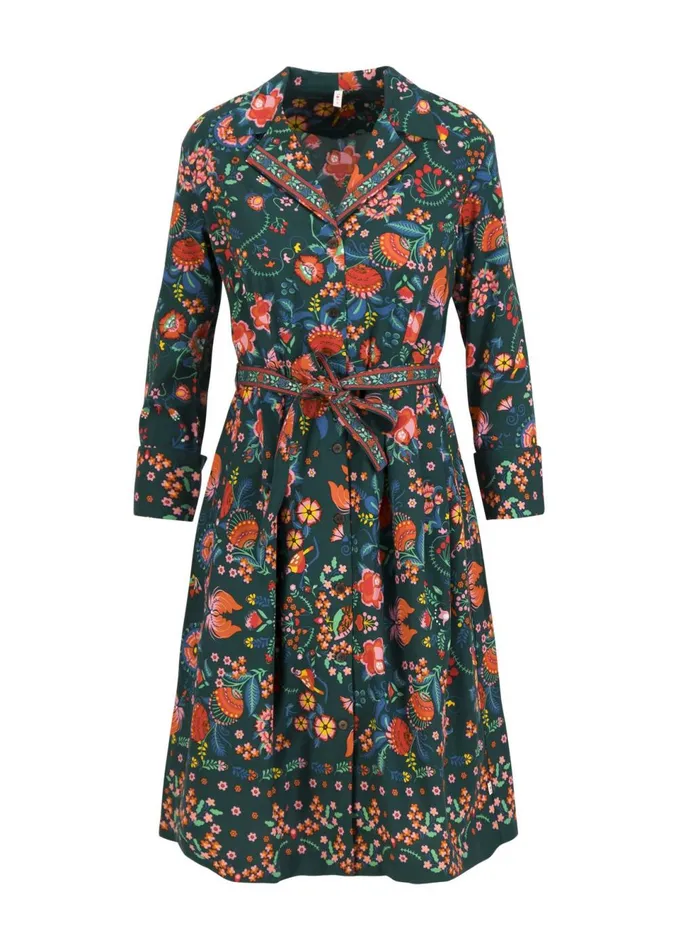 Blutsgeschwister Shirt Dress Zauberknopf Und Kragen Green Women Dresses