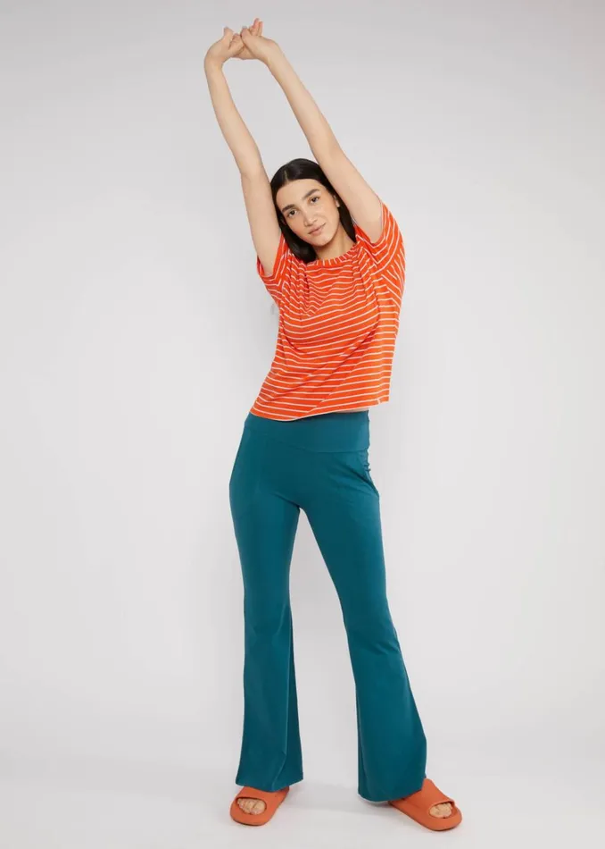 Blutsgeschwister Summer Pants Logo Easy Flared Turquoise Women Trousers
