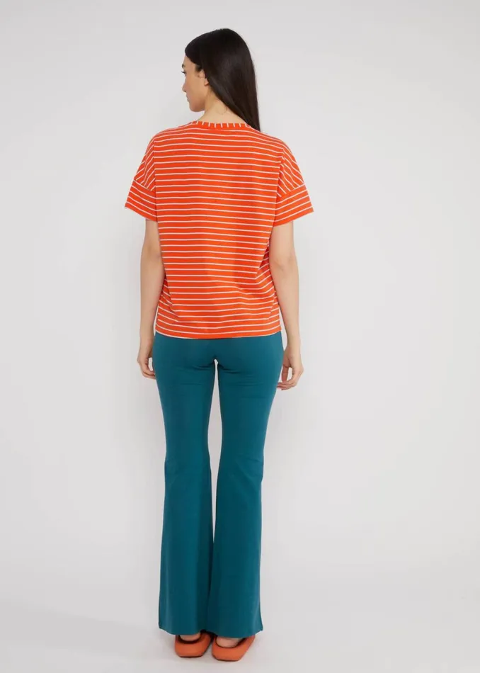 Blutsgeschwister Summer Pants Logo Easy Flared Turquoise Women Trousers