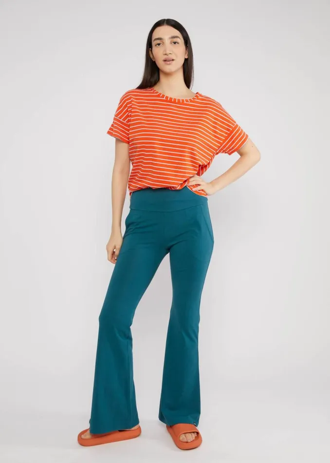 Blutsgeschwister Summer Pants Logo Easy Flared Turquoise Women Trousers