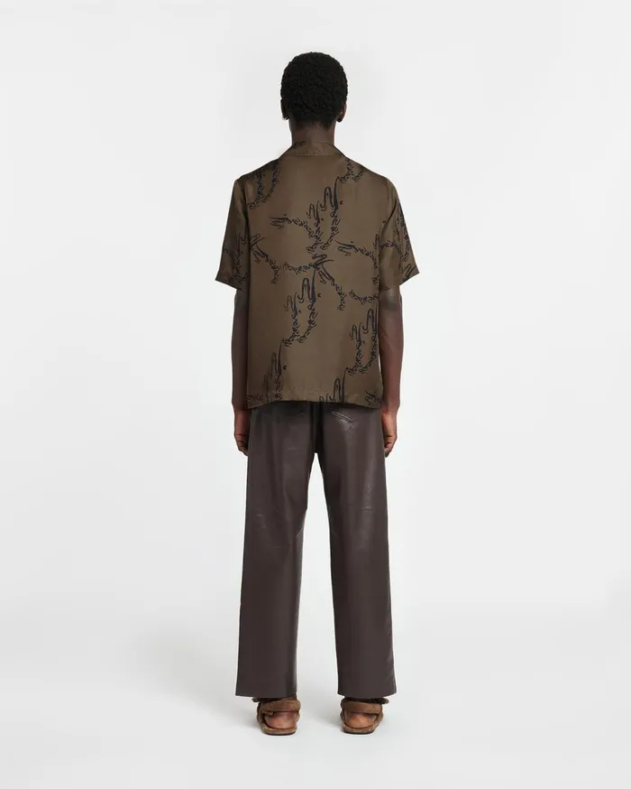 Bodil Printed SilkTwill Shirt Khaki Men Nanushka Tops