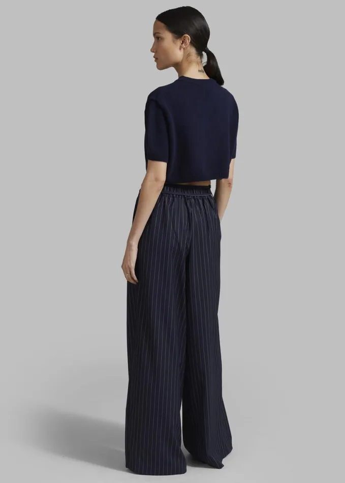 Bottoms Women The Frankie Shop Noor Wide Pants 8211 Navy Pinstripe