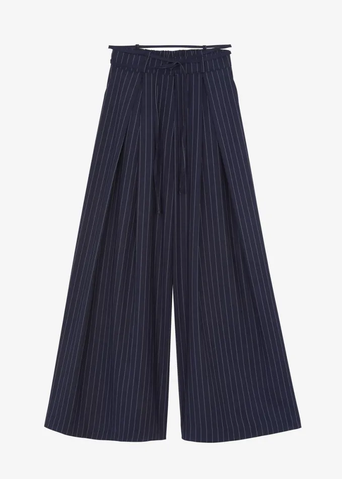Bottoms Women The Frankie Shop Noor Wide Pants 8211 Navy Pinstripe