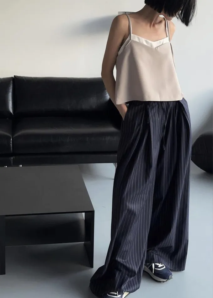 Bottoms Women The Frankie Shop Noor Wide Pants 8211 Navy Pinstripe