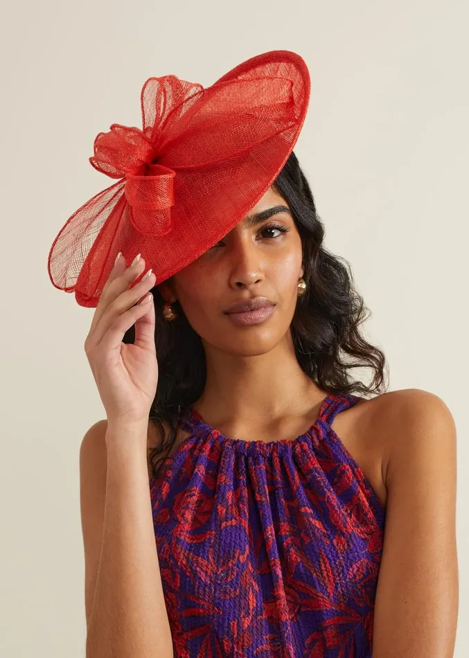 Bow Detail Oval Fascinator Red Women Phase Eight Fascinators and Hats