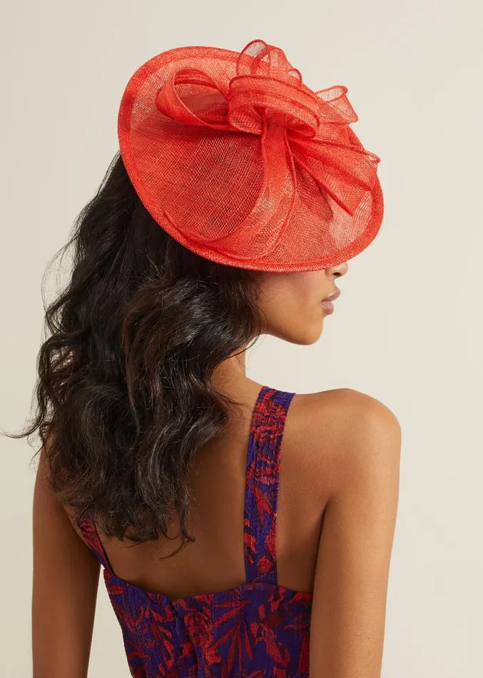 Bow Detail Oval Fascinator Red Women Phase Eight Fascinators and Hats