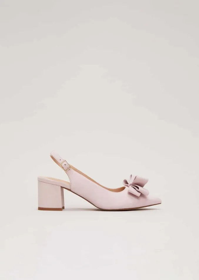 Bow Front Block Heel Shoes Pale Pink Women Phase Eight Occasion Shoes