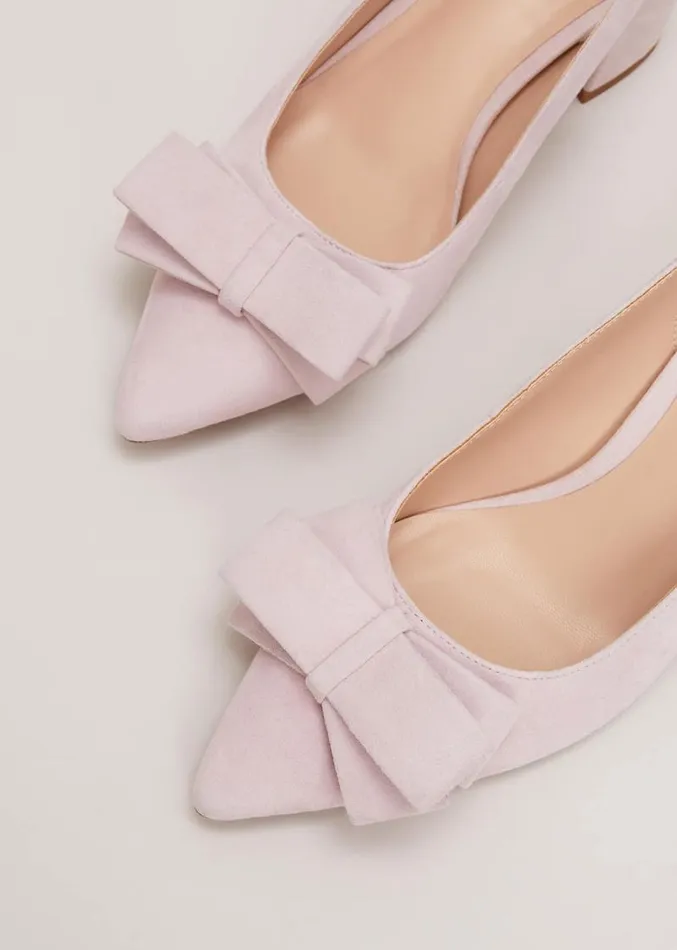Bow Front Block Heel Shoes Pale Pink Women Phase Eight Occasion Shoes