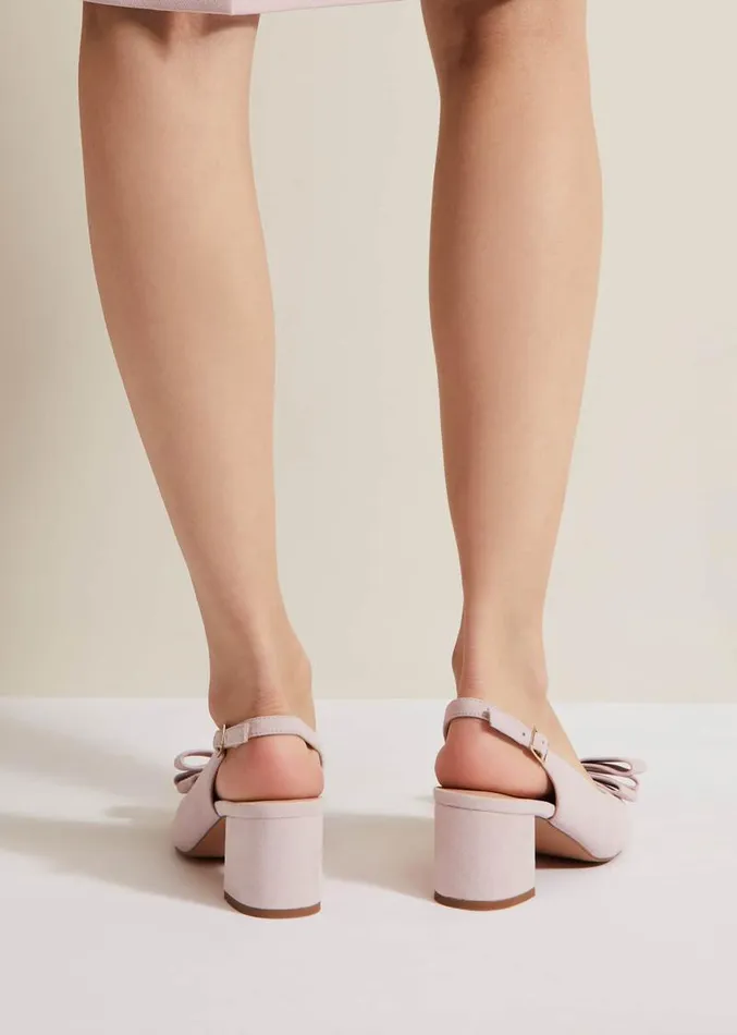 Bow Front Block Heel Shoes Pale Pink Women Phase Eight Occasion Shoes