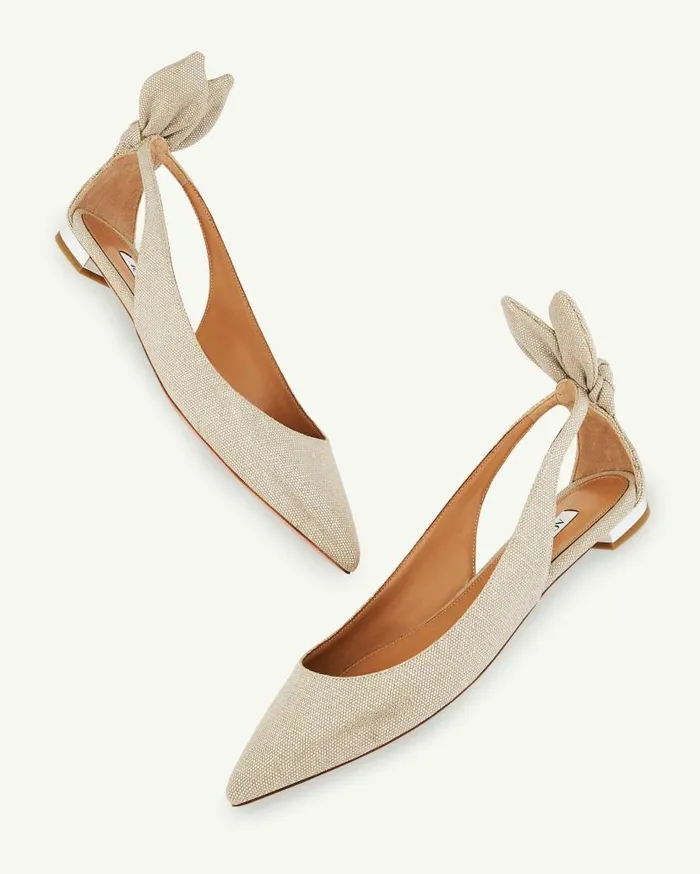 Bow Tie Ballet Silver Women Aquazzura Flats Bow Tie Ballet Silver Women Aquazzura Flats