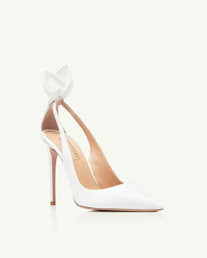 Bow Tie Pump 105 White Women Aquazzura Pumps