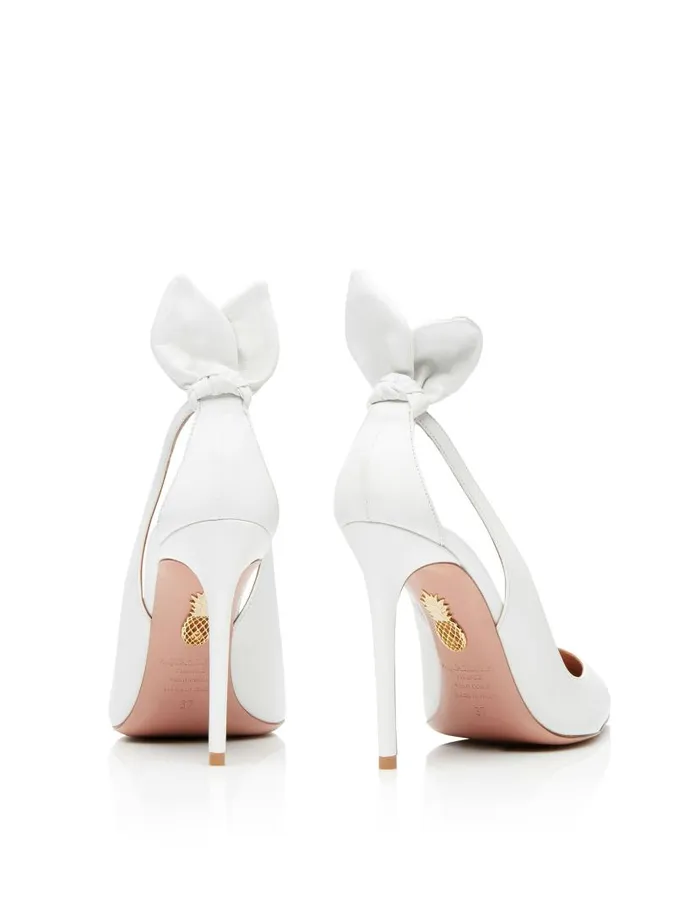 Bow Tie Pump 105 White Women Aquazzura Pumps Bow Tie Pump 105 White Women Aquazzura Pumps