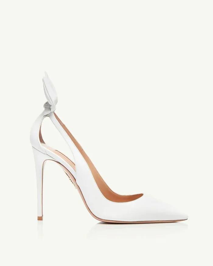 Bow Tie Pump 105 White Women Aquazzura Pumps Bow Tie Pump 105 White Women Aquazzura Pumps