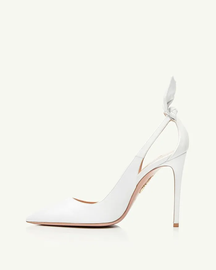 Bow Tie Pump 105 White Women Aquazzura Pumps Bow Tie Pump 105 White Women Aquazzura Pumps