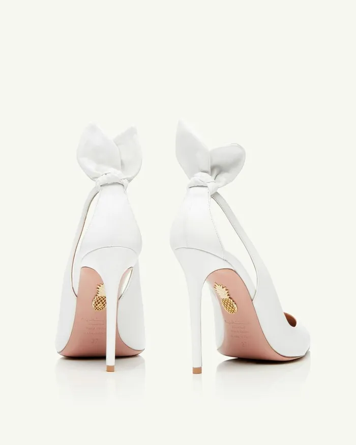 Bow Tie Pump 105 White Women Aquazzura Pumps Bow Tie Pump 105 White Women Aquazzura Pumps