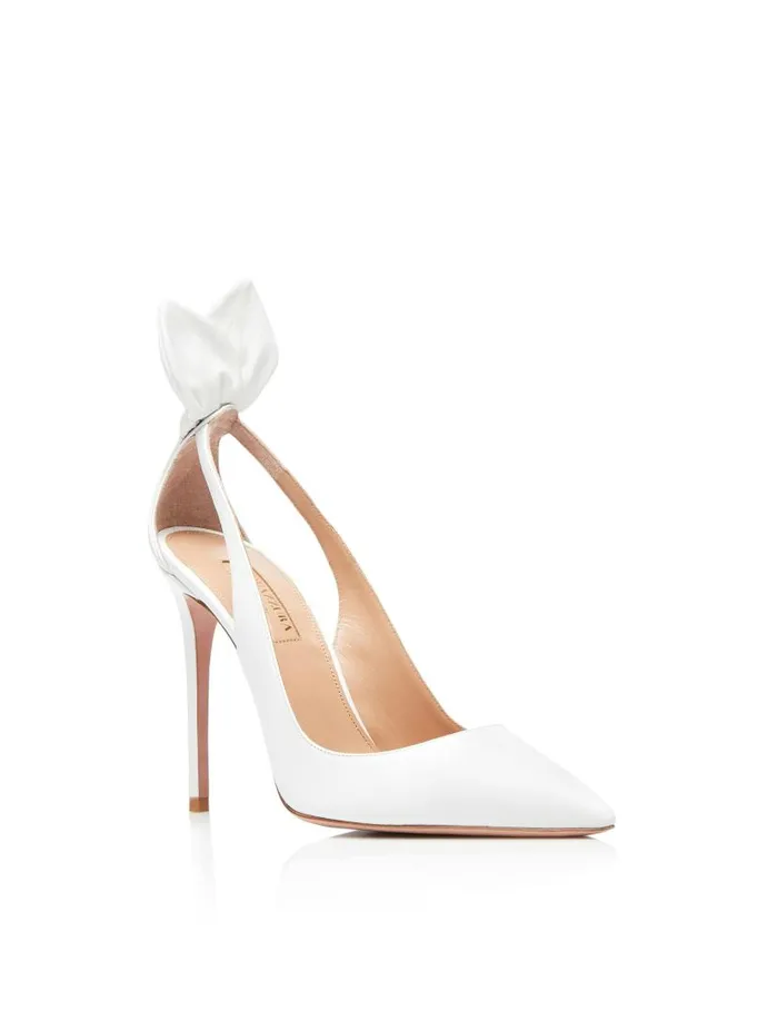 Bow Tie Pump 105 White Women Aquazzura Pumps Bow Tie Pump 105 White Women Aquazzura Pumps