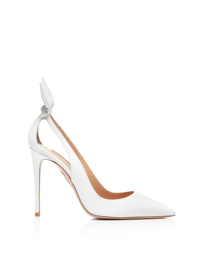 Bow Tie Pump 105 White Women Aquazzura Pumps Bow Tie Pump 105 White Women Aquazzura Pumps