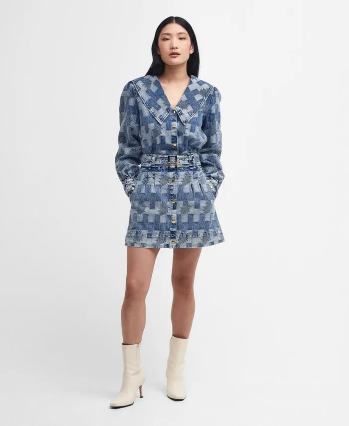 Bowhill Patchwork Denim Mini Skirt Patchwork Denim Women Barbour Dresses and Skirts