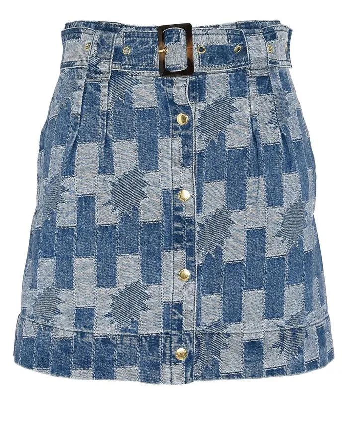 Bowhill Patchwork Denim Mini Skirt Patchwork Denim Women Barbour Dresses and Skirts