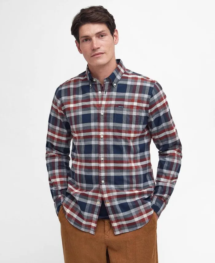 Bowmont Tailored Shirt Olive Men Barbour Shirts