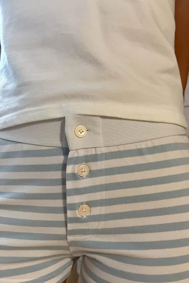 Boy Short Stripe Underwear Light Blue White Stripes Women Brandy Melville Stripes