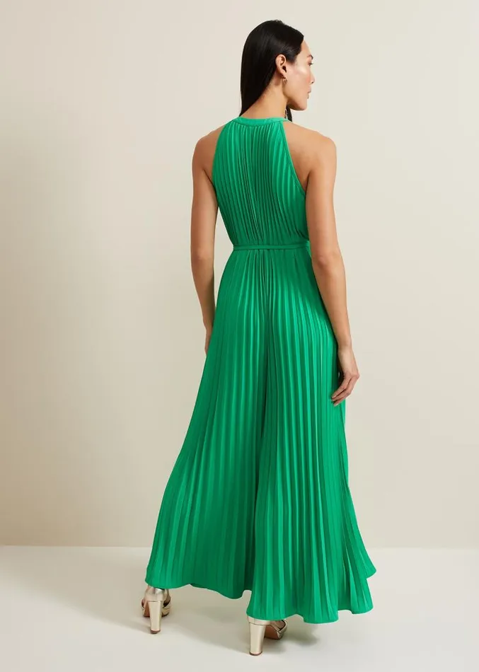 Brea Green Pleat Jumpsuit Green Women Phase Eight Dresses