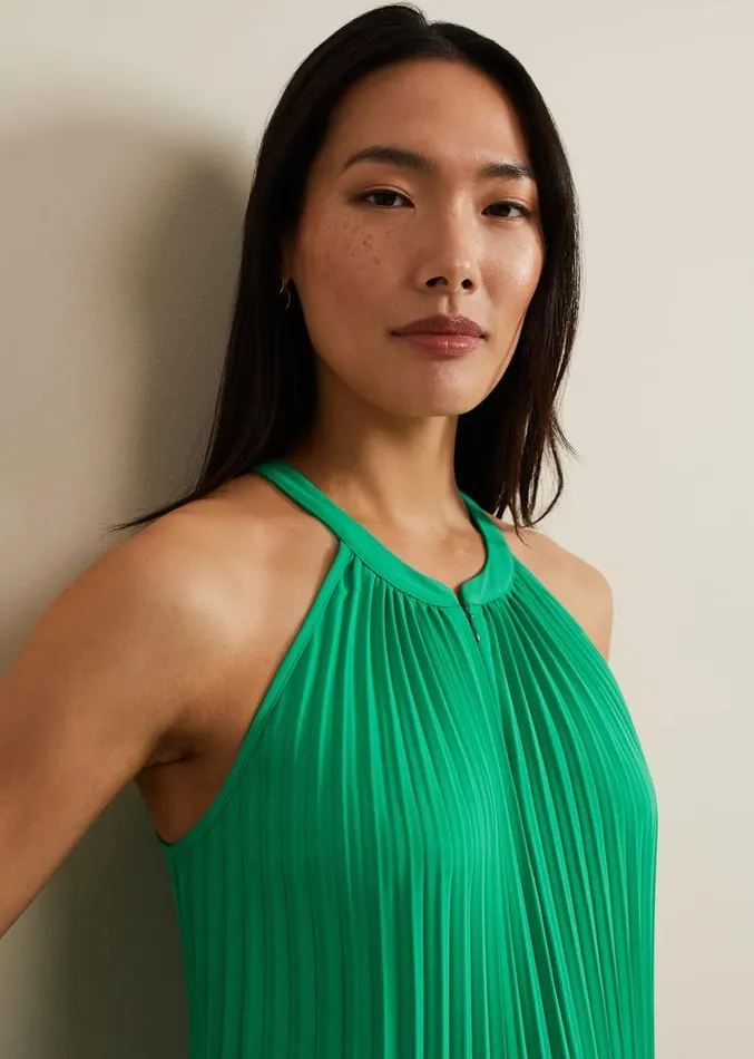 Brea Green Pleat Jumpsuit Green Women Phase Eight Dresses