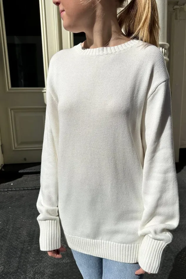 Brianna Cotton Sweater Natural White Women Brandy Melville Sweaters