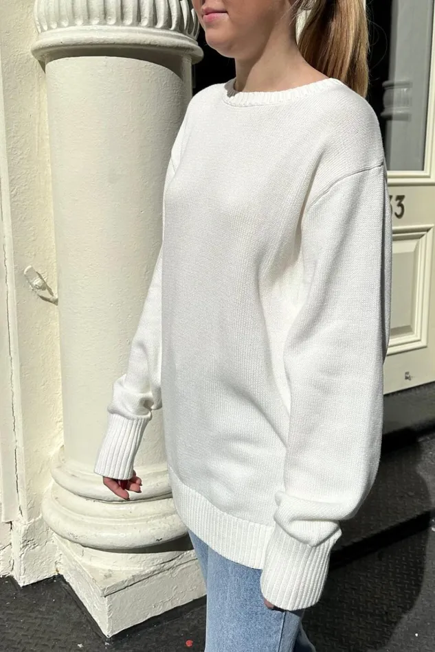 Brianna Cotton Sweater Natural White Women Brandy Melville Sweaters