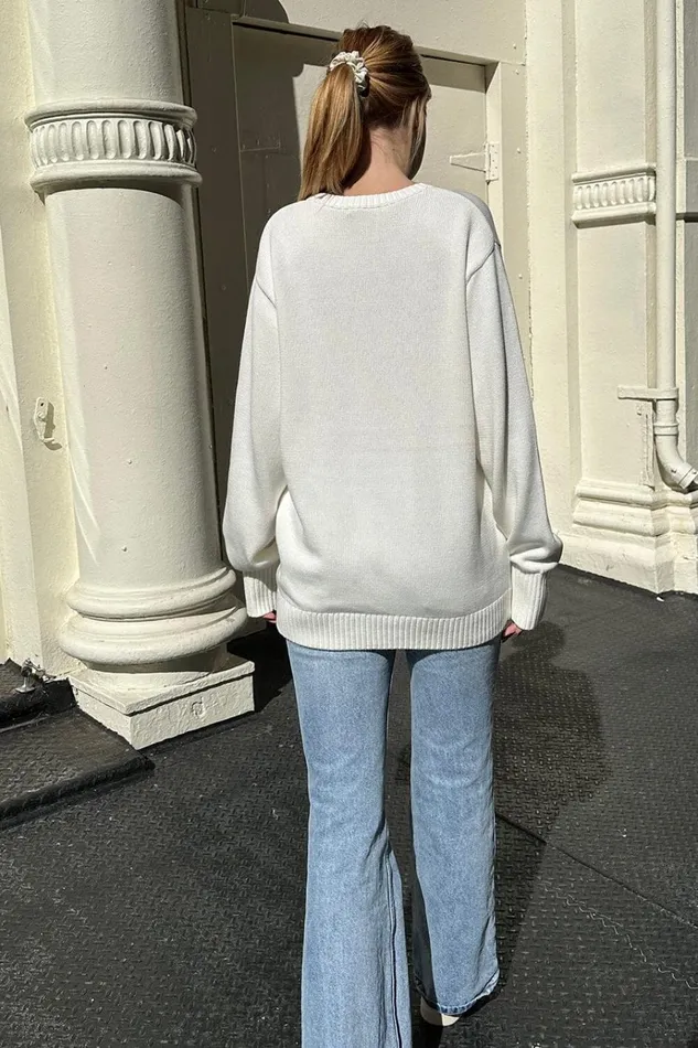 Brianna Cotton Sweater Natural White Women Brandy Melville Sweaters