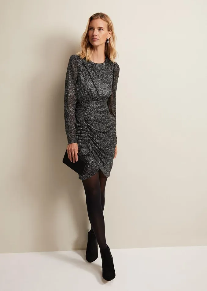 Cady Sparkle Mini Dress Black Women Phase Eight Dresses