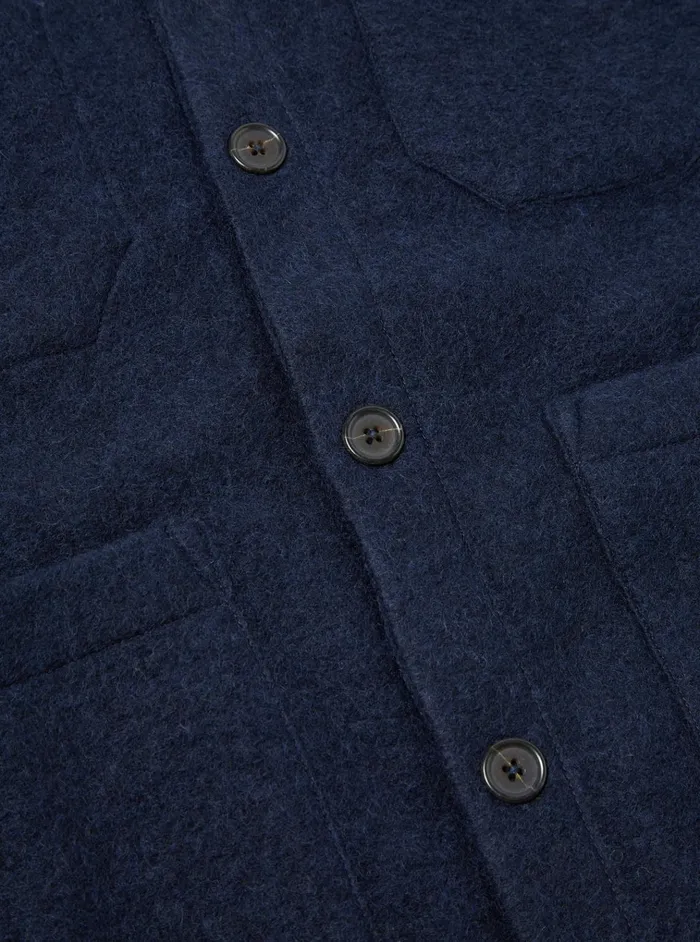 Cardigans Men Universal Works Universal Works Cardigan In Navy Wool Fleece
