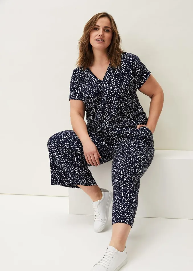 Carin Spot Culotte Trousers Navy Women Phase Eight Trousers