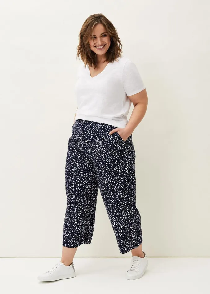 Carin Spot Culotte Trousers Navy Women Phase Eight Trousers