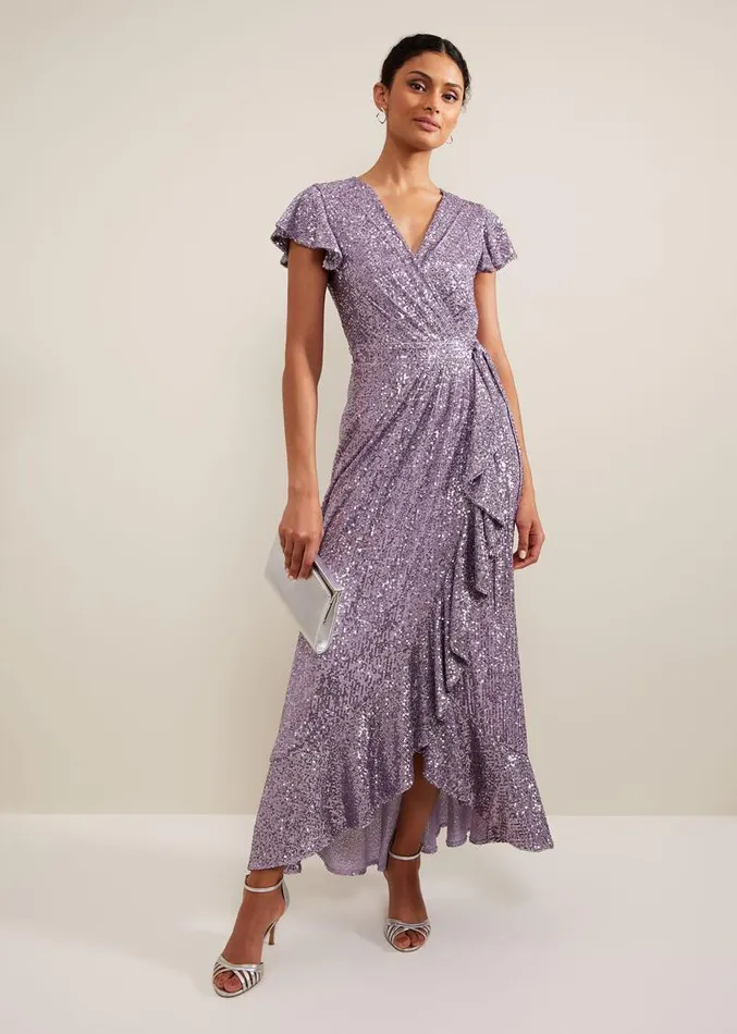 Carina Sequin Maxi Dress Purple Women Phase Eight Dresses